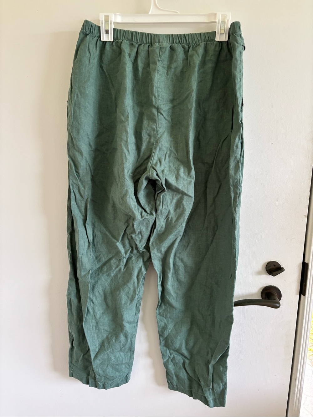 Kleen 100% linen pull on pants green large boho lagenlook - Picture 2 of 6